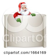 Santa Claus Scroll Sign Christmas Cartoon