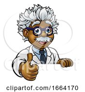 Scientist Cartoon Character Sign Thumbs Up by AtStockIllustration