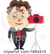 Poster, Art Print Of Young Business Man With Camera