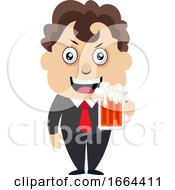 Poster, Art Print Of Young Business Man Drinking Beer