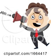 Poster, Art Print Of Young Business Man With Megaphone