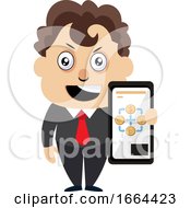 Poster, Art Print Of Young Business Man With Selfphone