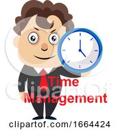 Poster, Art Print Of Young Business Man Holding Clock