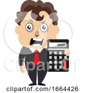 Poster, Art Print Of Young Business Man With Calculator