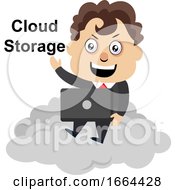 Poster, Art Print Of Young Business Man On The Cloud
