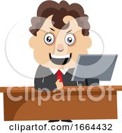 Poster, Art Print Of Young Business Man Working At Pc