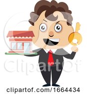 Poster, Art Print Of Young Business Man With Big Key