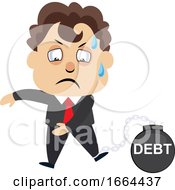 Poster, Art Print Of Young Business Man Is In Debt