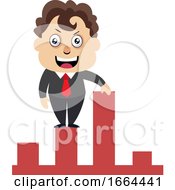 Poster, Art Print Of Young Business Man On Stock Increment