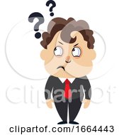 Poster, Art Print Of Young Business Man With Question Marks