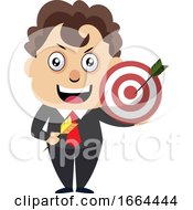 Poster, Art Print Of Young Business Man With Target