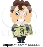 Poster, Art Print Of Young Business Man Holding Money