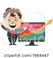 Poster, Art Print Of Young Business Man Showing Growth Analytics