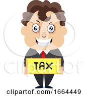 Poster, Art Print Of Young Business Man With Tax Sign