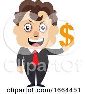 Poster, Art Print Of Young Business Man With Dollar Sign