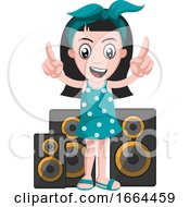 Poster, Art Print Of Girl With Speakers