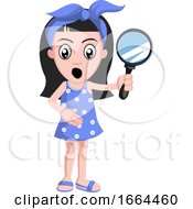 Poster, Art Print Of Girl With Magnifying Glass