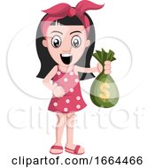 Poster, Art Print Of Girl With Money Bag