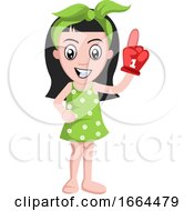 Poster, Art Print Of Girl With Big Fan Glove