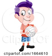 Poster, Art Print Of Boy With Volleyball