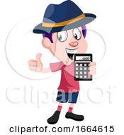 Boy Holding Calculator