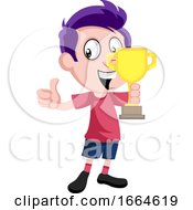 Poster, Art Print Of Boy With Trophy