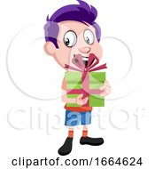 Poster, Art Print Of Boy With Present