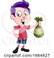 Poster, Art Print Of Boy With Bag Of Money