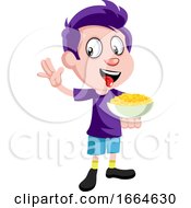 Poster, Art Print Of Boy With Snacks