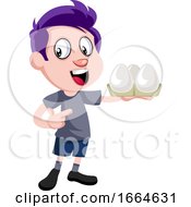 Poster, Art Print Of Boy Holding Eggs