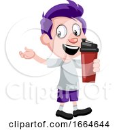 Poster, Art Print Of Boy With Thermos