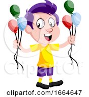 Poster, Art Print Of Boy With Balloons