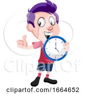 Poster, Art Print Of Boy Holding Clock