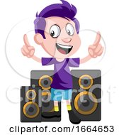 Poster, Art Print Of Boy With Speakers