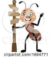 Poster, Art Print Of Ant With Road Sign