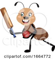 Poster, Art Print Of Ant With Ball And Bat