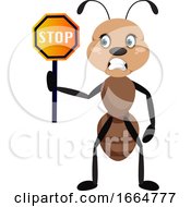 Poster, Art Print Of Ant With Stop Sign
