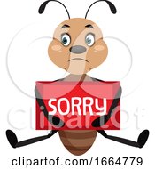 Poster, Art Print Of Ant With Sorry Sign