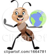 Poster, Art Print Of Ant With Planet Earth