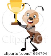 Poster, Art Print Of Ant Holding Trophy