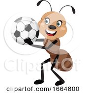 Poster, Art Print Of Ant Holding Football Ball