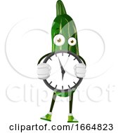 Poster, Art Print Of Cucumber Holding Clock