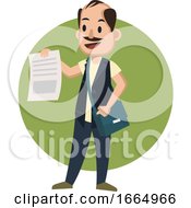 Man With Bag And Paper