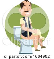 Poster, Art Print Of Man On A Toilet