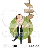 Poster, Art Print Of Man With Road Sign