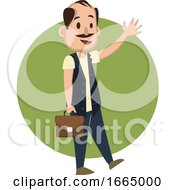 Man With Suitcase Waving by Morphart Creations