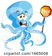 Poster, Art Print Of Octopus With Stop Sign