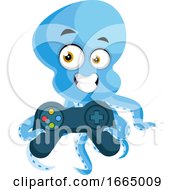 Poster, Art Print Of Octopus With Gamepad