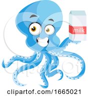 Poster, Art Print Of Octopus Holding Milk