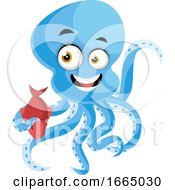 Poster, Art Print Of Octopus Holding Red Fish
